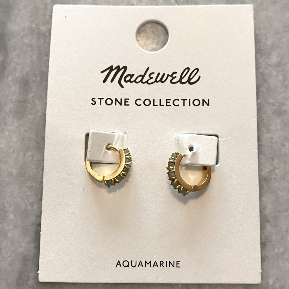 Madewell Stone Collection Inlaid Huggie hoop earrings  in aquamarine
